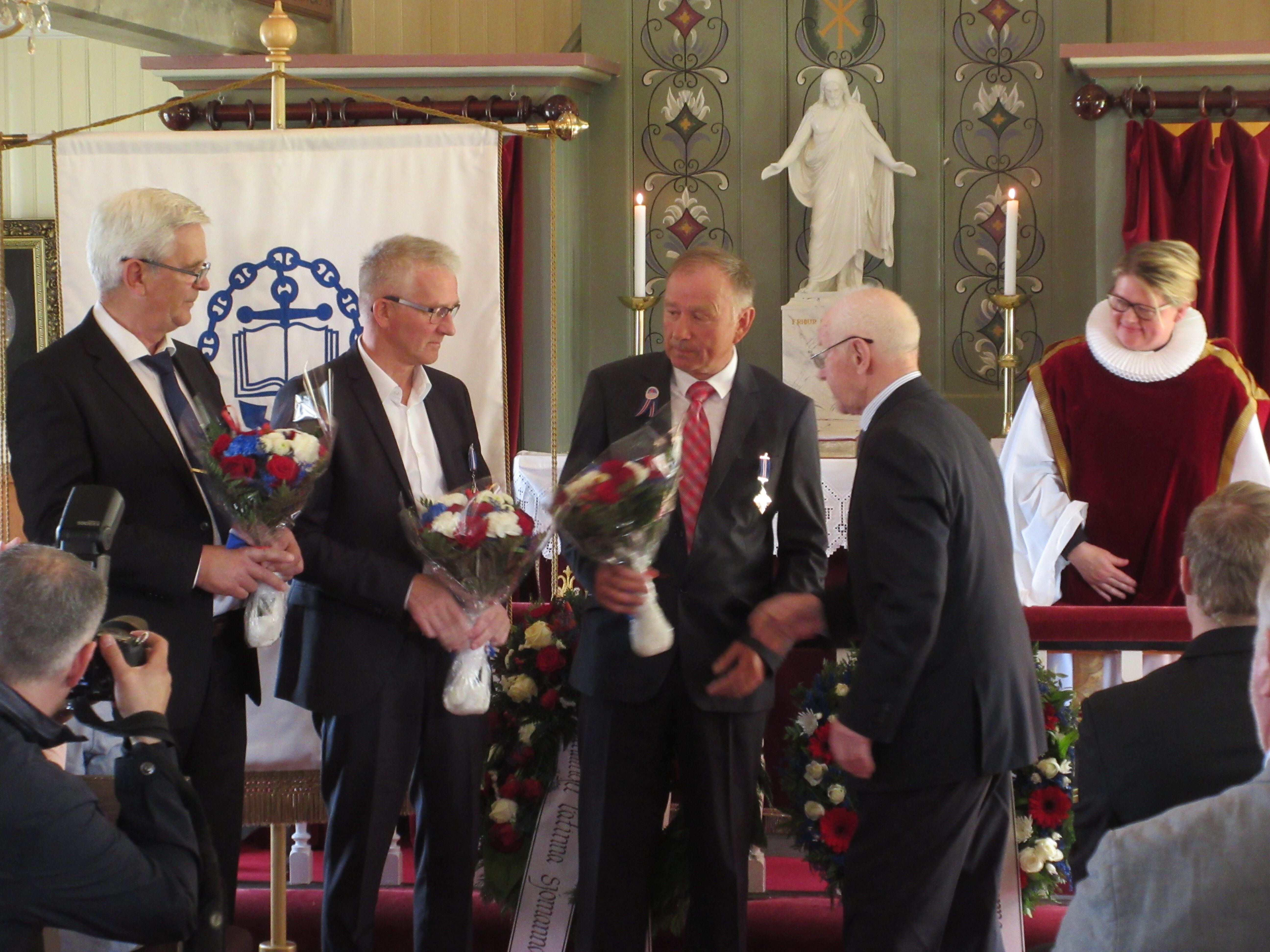 Sjómannadagurinn í Bolungarvík 2018, Bjarni Beneditksson, Guðmundur Einarsson, Sigurður Hjartarson, Elías Ketilsson og sr. Ásta Ingibjörg Pétursdóttir